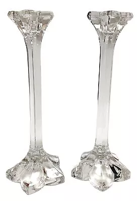 Vintage Pair Of Mikasa Crystal Star Flower Petals 9  Candlestick Holders • $22