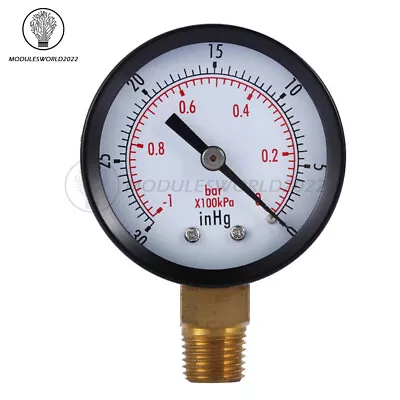 Digital Manometer 0~-30inHg 0~-1bar Mini Dial Air Vacuum Pressure Gauge Meter US • $8.99