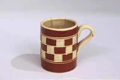 Antique Mocha Ware Checkered Pottery Slipware Coffee Cup Mug • $29