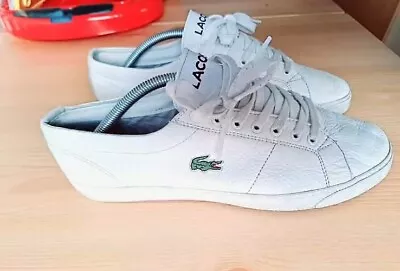 Mens Lacoste Riberac White Leather Trainers UK 9 - Fast P&P • £12