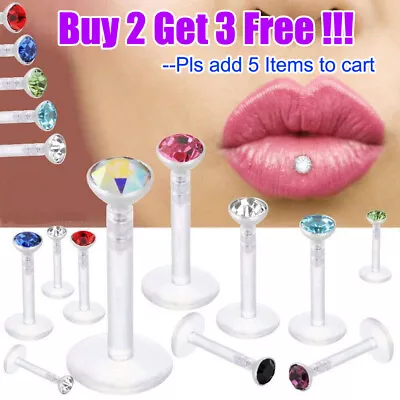 10pcs Clear UV Labret Monroe Lip Stud 16g Colorful CZ Earrings Piercing Jewelry • $6.99