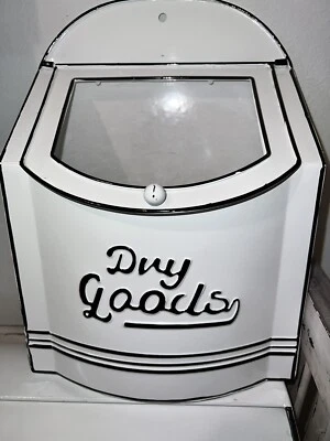 $38.99 • Buy Vintage White & Black DRY GOODS BIN Organization Wall Tin Kitchen Wall Decor