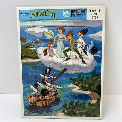 Vintage Peter Pan Walt Disney Golden Frame Tray Puzzle • $9.95