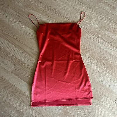 NWT Zaful Red Satin Square Neck Mini Dress Small • $17.95