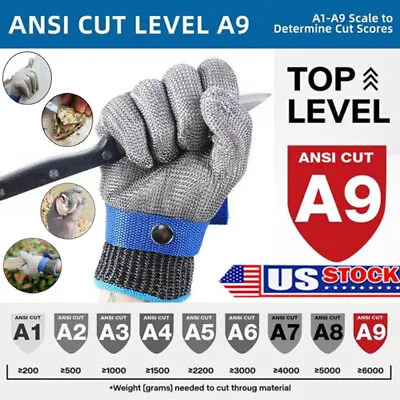 LV9 Safety Stainless Steel Mesh Gloves Anti Knife Cut Chain Mail Work Gloves • $15.99