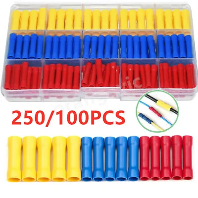 250PCS Electrical Wire Cable Crimp Terminals Insulated Straight Butt Connectors • £3.71