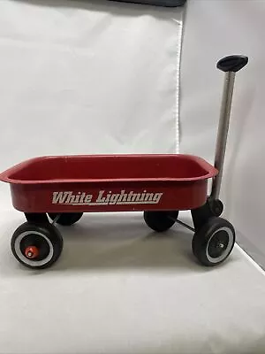 Little Red Wagon For Display Or Toy 12  Metal W/ Plastic Wheels White Lightning • $15