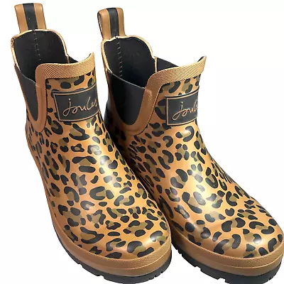 Joules Womens Wellibob Boots Sz 6 Shoes Pull On Leopard Rubber Rain   • $11.99