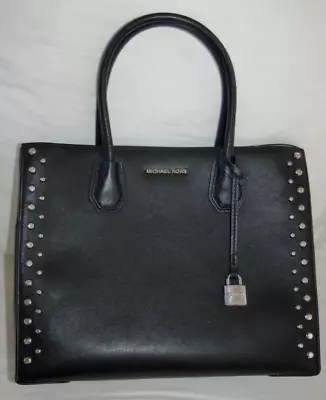 Michaels Kors Mercer Studio Black Silver Studs Lrg Convertible Tote Bag No Strap • $57.77