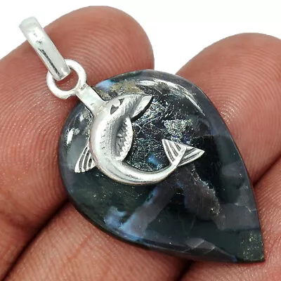 Dolphin - Natural Mystic Merlinite Crystal 925 Silver Pendant Jewelry CP19074 • $15.99