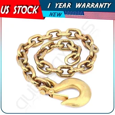 3/8  X 35  Grade 70 Trailer Safety Chains W/ Forged Hook Rated To 17000 Lb New • $23.79