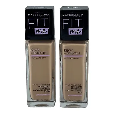 Maybelline Fit Me Dewy Smooth Foundation 110 Porcelain Lot Of 2 • $8.79