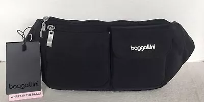 Nwt~baggallini “everyday Belt Bag Waistpack” Black Waterproof Nylon Rfid Prot • $44.90