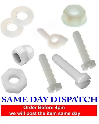 £2.99 • Buy SLOTTED Bolt And Nuts Sets Screw Plastic Nylon 66 Washers M3 M4 M5 M6 M8
