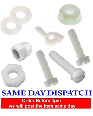 SLOTTED Bolt And Nuts Sets Screw Plastic Nylon 66 Washers M3 M4 M5 M6 M8 • £3.95