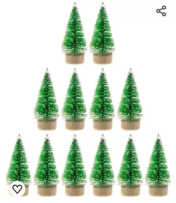 HEVSTIL 12 Pack Artificial Frosted Sisal Mini Christmas Trees • $4.99