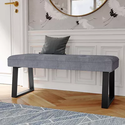 120cm Linen Window Seat Bed End Sofa Chair Chaise Lounge Bench Pouffe Bedroom UK • £68.95