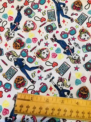 FQ Jojo Siwa Heart Camera Phone Bow Sunglasses Sing Cotton Fabric Fat Quarter • $9.99