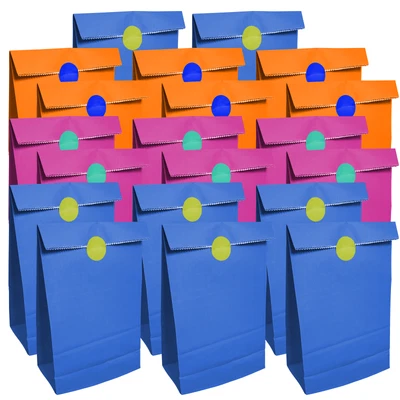 £3.99 • Buy 20-40 Paper Party Bags For Kids & Stickers Birthday Gift Loot Sweet Candy Treat