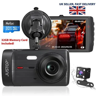 Car Dash Camera With 32GB SD Card HD 1080P LCD Dual Lens Front And Rear Cam UK • £25.95