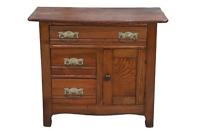 Antique Late Victorian Oak Washstand Cabinet Chest Dresser Nightstand Table • $612