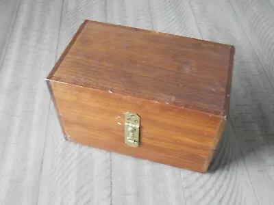 Vintage Hand Made Solid Wood Storage File Box Latching Hinged Lid Brass Hardware • $14.99