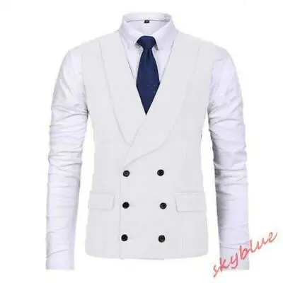 Mens Slim Fit Double Breasted Business Waistcoat British Formal Dress Vest 2021  • $81.99