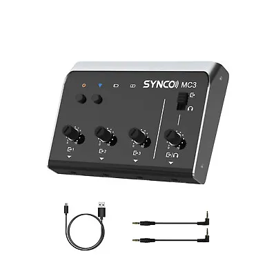 SYNCO MC3 Audio Mixer Stereo Line Mixer 4-Channel For Microphones Smartphones • $49