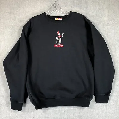 VINTAGE Dr Seuss Sweater Adult Small Black Cat In The Hat Sweatshirt 90s Mens • $18.95