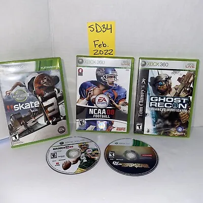 Xbox 360 Lot 5 Game Bundle Madden Skate Tom Clancey Ghost Recon NCAA Rapstar • $19.99