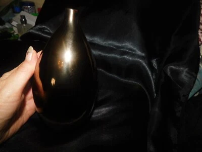 Unusual Art Pottery Bulbous Bud Vase Dark Bronze Glaze 7  High • £8.50