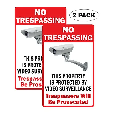 2x No Trespassing Property Protected By Video Surveillance Vinyl Decals • $7.95