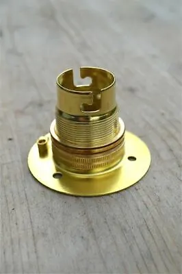 £5.99 • Buy Brass Bayonet B22 Wooden Lamp Bulb Holder Lamp Holder Earthed C/w Shade Ring 9e