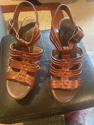 Mossimo Supply Co Cork Strap Platform Wedge Brown Sandals Heels Size US 9.5 • $9.65