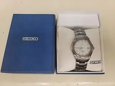 Seiko # 7n42-0ca0 Titanium Mens Quartz Silver Tone 100m Watch - Needs Battery • $99.99