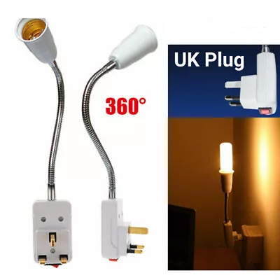 360° Rotated  E27 Screw UK Plug In Light Bulb Base E27 Lamp Switch Socket Holder • £5.39