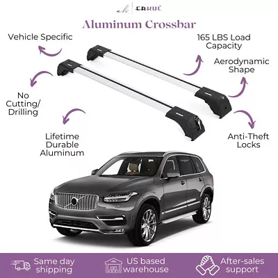 ERKUL Roof Rack Cross Bars Fits Volvo XC90 2016-2024 Fits Flush Rails Silver • $119.90