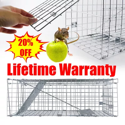 Humane Animal Live Trap Raccoon Large Steel Cage Trapping Supplies Mouse Catcher • $35.52