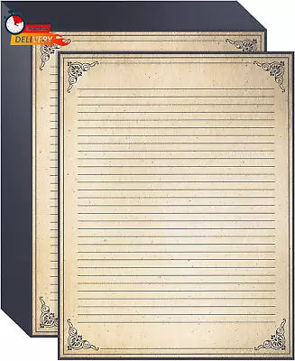 48 Sheets Vintage Lined Paper With Antique Border For Writing Letters 8.5 X 11 • $18.43