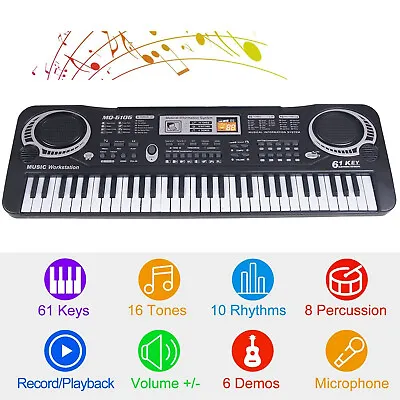 61 Keys Electronic Piano Keyboard 16 Timbres 10 Rhythms With Mic For Kids S4S6 • $21.52