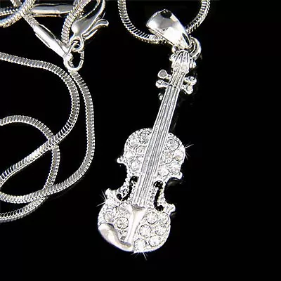 Violin Viola Cello Fiddle Made With Swarovski Crystal Musical Charm Necklace New • $41