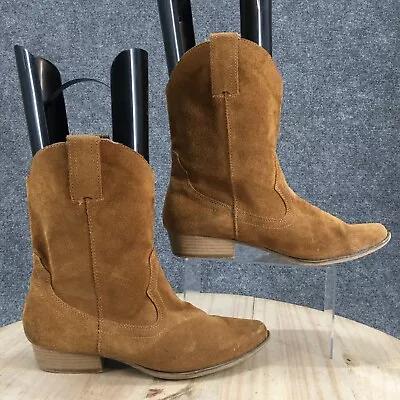 Mossimo Supply Co Boots Womens 10 Mid Pull On Western Cowboy Brown Suede Heels • $31.34