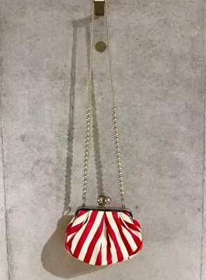 Max Mara Weekend  Red And White Striped Chain Shoulder Bag With Kiss Lock Clasp • £143.67