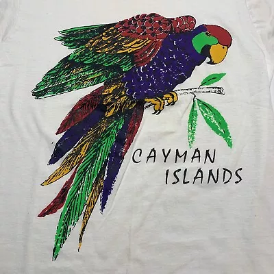 Vintage Cayman Islands T-Shirt Parrot Art Tee Single Stitch Men’s Size L • $12