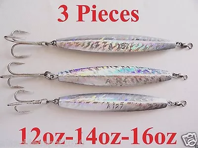 3 Pcs Diamond Jigs 16oz14oz &12oz Holographic Saltwater Fishing Lures Combo • $31.99