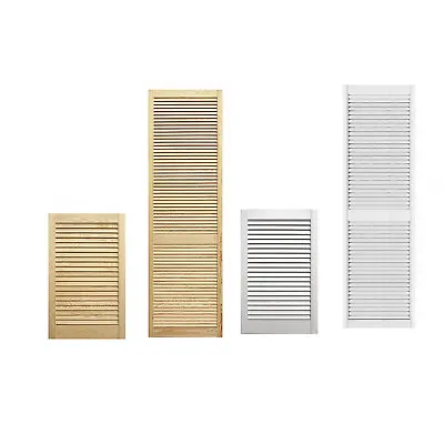 Wooden Louvred Front Door -Natural Clear / White- Pine- Cupboard Wardrobe -D.I.Y • £15.25