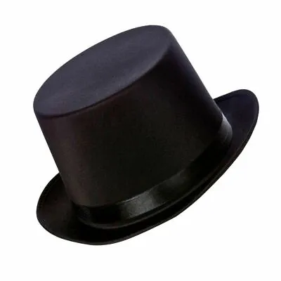 Wicked Black Satin Top Hat Old England Adults Fancy Dress • £7.45