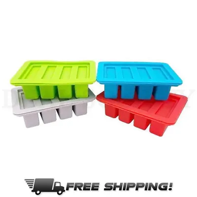 $12.99 • Buy Heavy Duty Silicone Butter Mold Tray With Lid 4 Cavities Rectangle Container