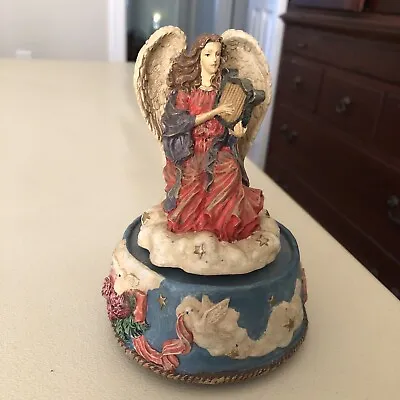 Vintage Angel Music Box With Harp Musical In Clouds Plays - Somewhere My Love • $11.99