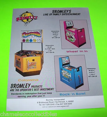 Bromley Colorama Wheel 'm In Rock 'n Bowl Original Nos Arcade Game Sales Flyer • $16.58